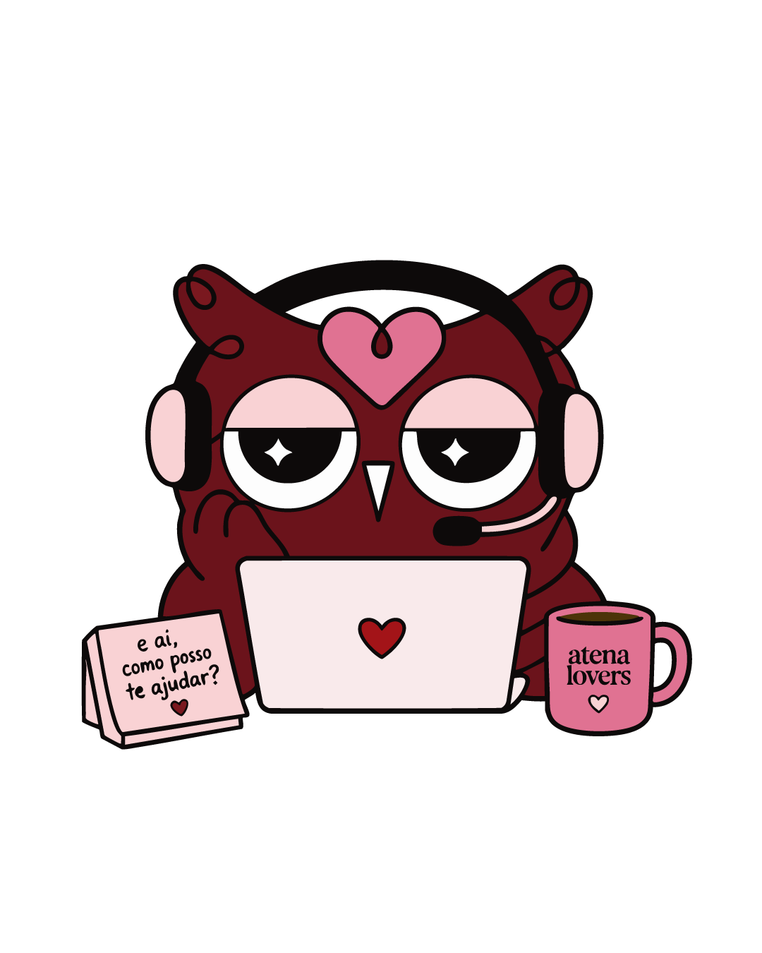 Nika atendendo no computador com a mensagem: e aí, como posso te ajudar?